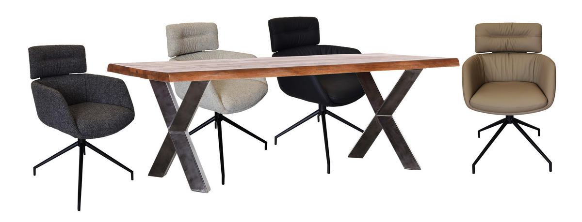 ESSTISCH Mangoholz massiv rechteckig Naturfarben, Schwarz  - Schwarz/Naturfarben, MODERN, Holz/Metall (200/100/78cm) - Livetastic