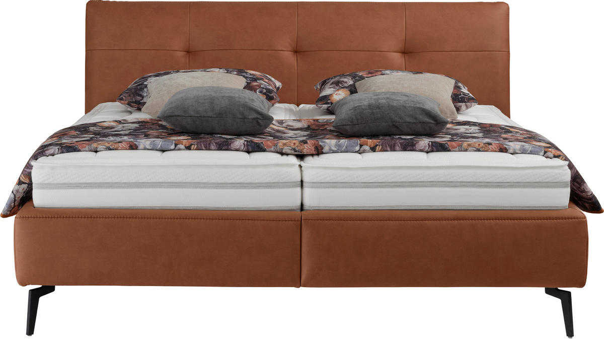 POLSTERBETT 180/200 cm  in Braun, Cognac  - Weiss/Cognac, Modern, Holz/Holzwerkstoff (180/200cm) - Beldomo - Sleep