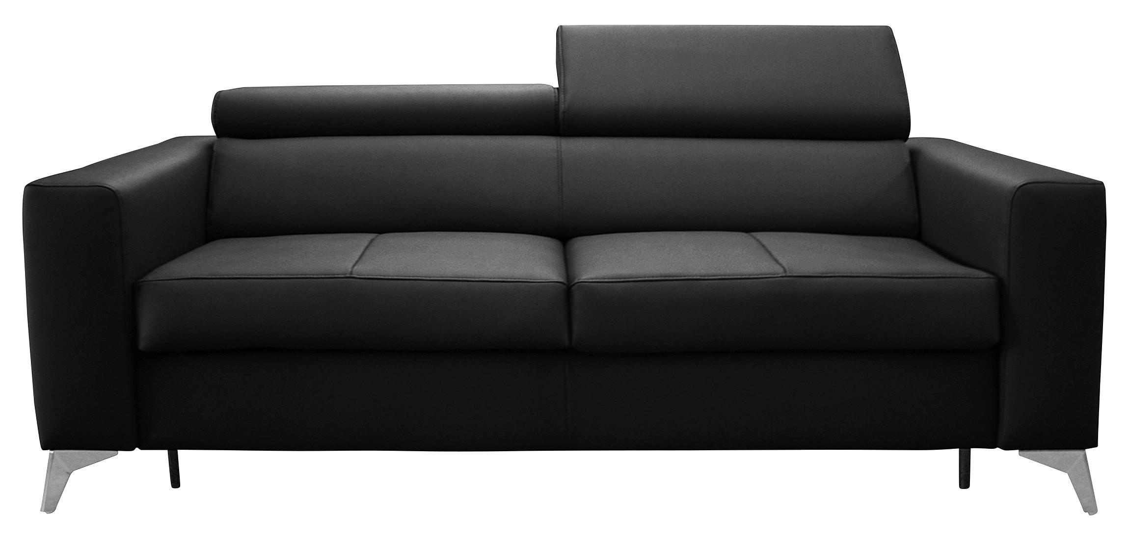 SCHLAFSOFA in Lederlook Echtleder Schwarz  - Silberfarben/Schwarz, Design, Leder/Textil (206/95/101cm) - Livetastic