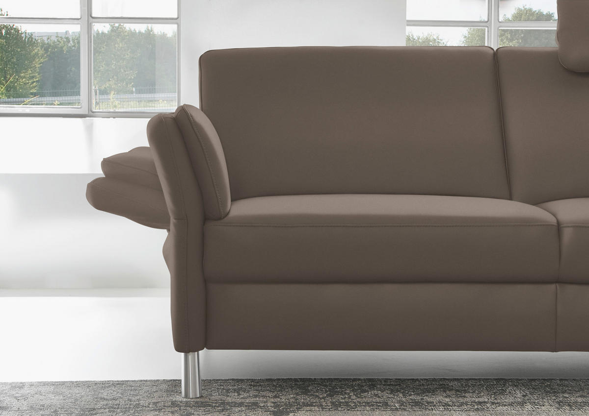 2,5-SITZER in Leder Braun  - Alufarben/Braun, Design, Leder/Metall (164/82/99cm) - Dieter Knoll