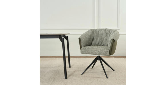 ARMLEHNSTUHL  Stoffauswahl, Sitzfläche 180° drehbar Webstoff  - Schwarz/Grün, Design, Textil/Metall (69/80/68cm) - Novel