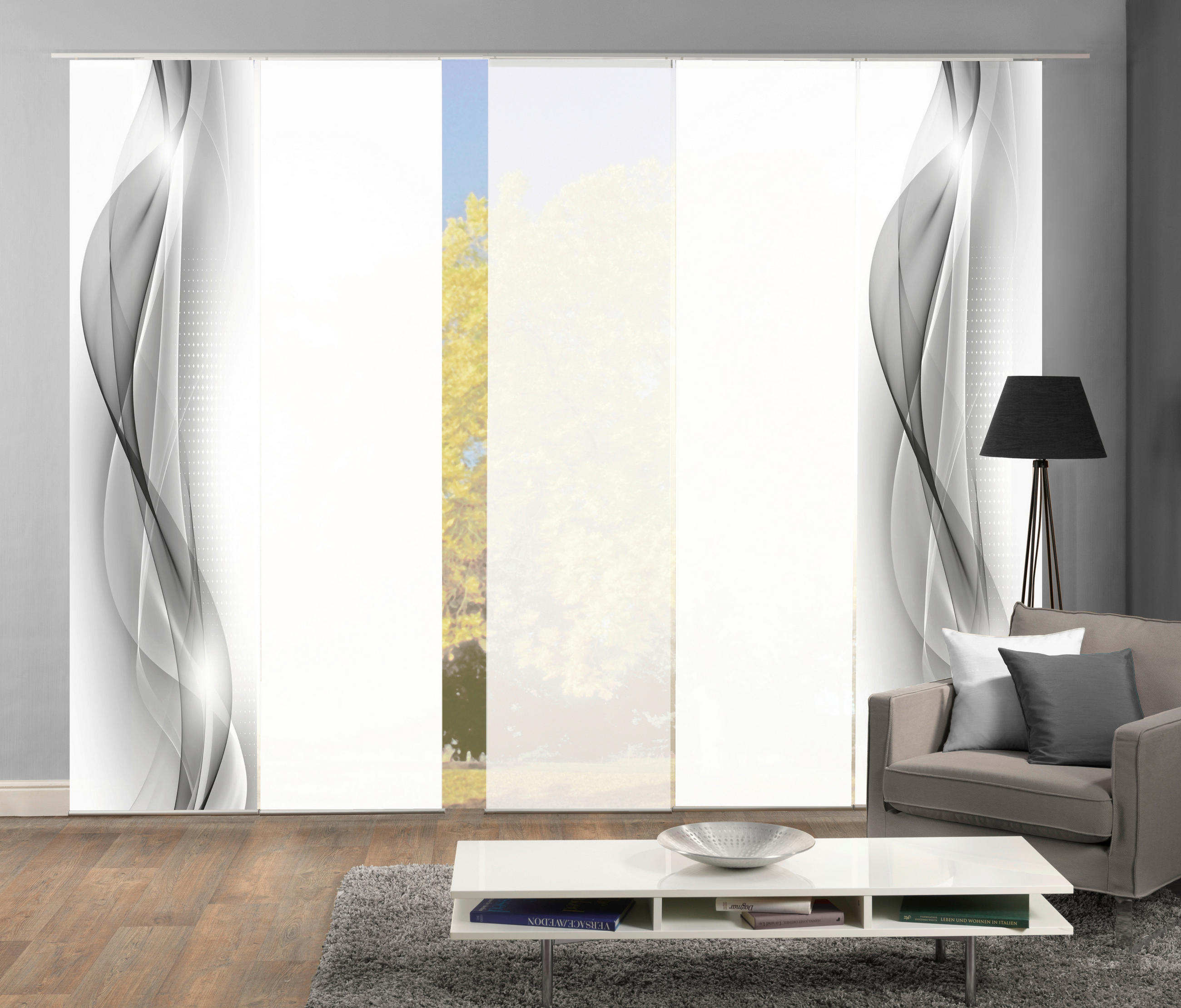 FLÄCHENVORHANG NEBLANA, 5-TLG. in Grau blickdicht  - Grau, Basics, Textil (60/245cm)