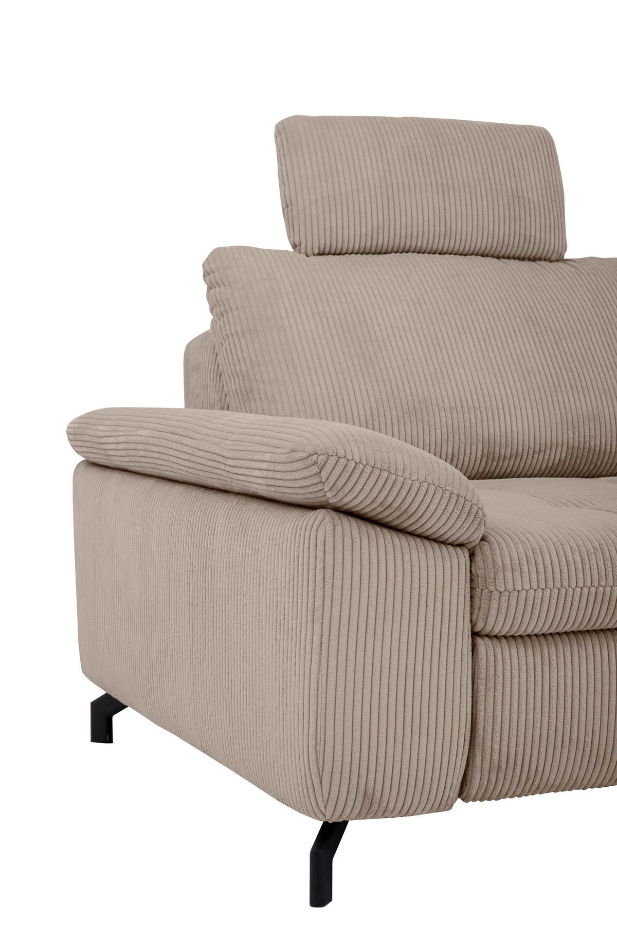 ECKSOFA in Cord, Velours Hellbraun  - Hellbraun/Schwarz, Design, Textil/Metall (291/197cm) - Beldomo Style