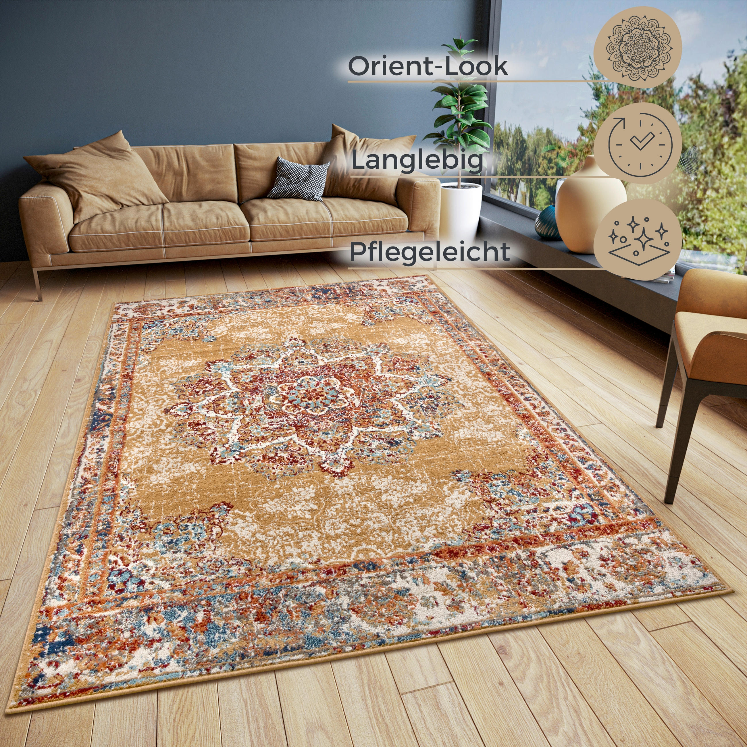 FLACHWEBETEPPICH 200/280 cm Luxor Multicolor, Honig  - Multicolor/Honig, Design, Kunststoff/Textil (200/280cm)