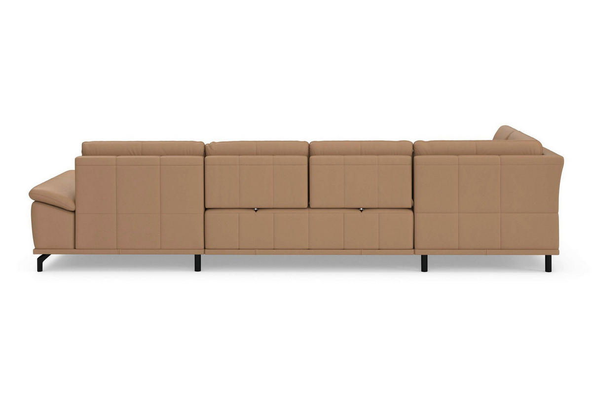 WOHNLANDSCHAFT COSTELLO E Cappuccino Echtleder  - Schwarz/Cappuccino, Basics, Leder/Metall (223/363/176cm) - Sit & More