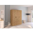 DREHTÜRENSCHRANK in Eichefarben - Eichefarben/Silberfarben, Design, Holzwerkstoff/Kunststoff (151/197/60cm) - Novel