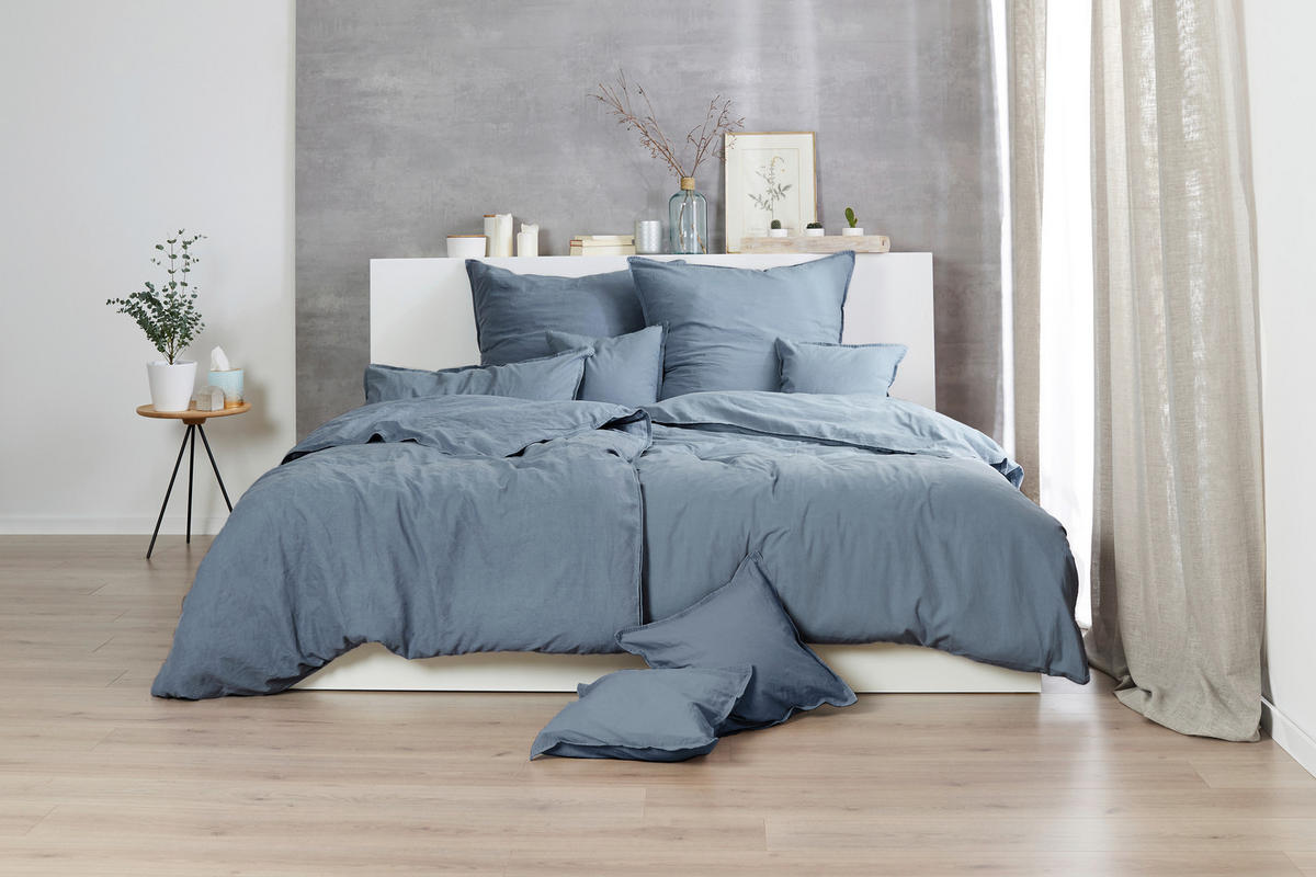 BETTWÄSCHE Renforcé 155/220 cm  - Blau, Basics, Textil (155/220cm)