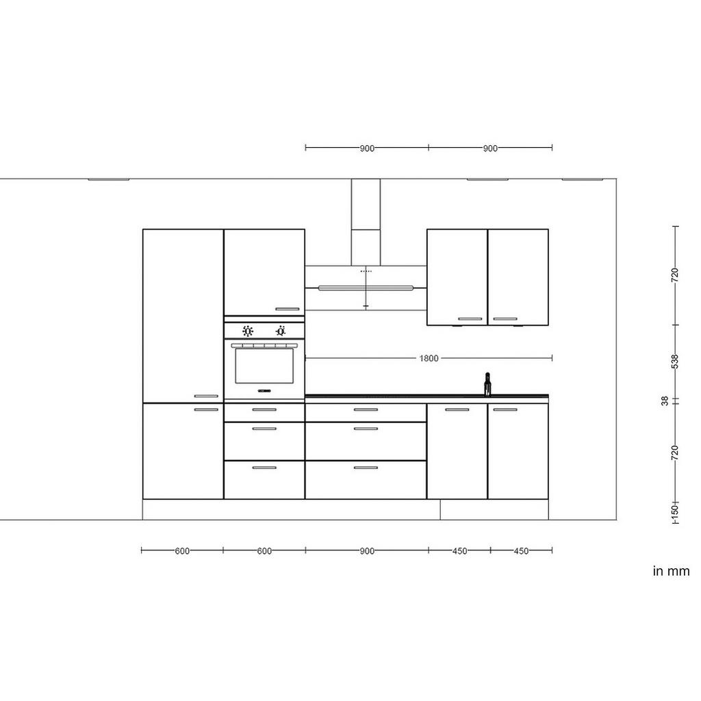 Thumbnail - Nobilia Küchenleerblock Riva, Weiß, Schiefer, Metall, 6 Schubladen, nur wie online abgebildet bestellbar, 300 cm, Blauer...