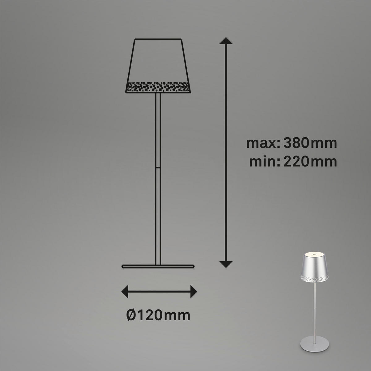 PUNJIVA STONA LAMPA - boja hroma, Trendi, metal (12/22-38cm)