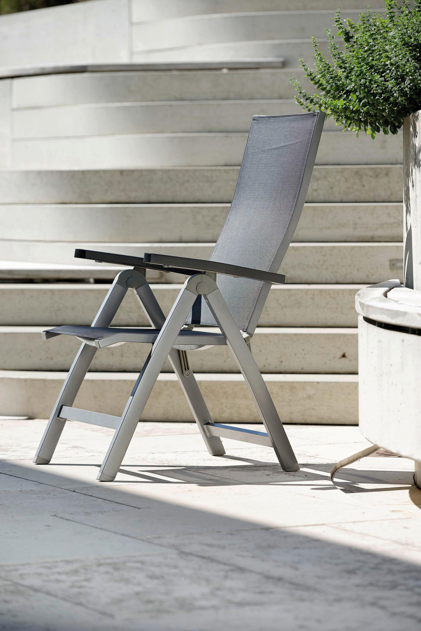 GARTENKLAPPSESSEL Aluminium Graphitfarben, Silberfarben  - Anthrazit/Silberfarben, Design, Textil/Metall (60/113/75cm) - Stern