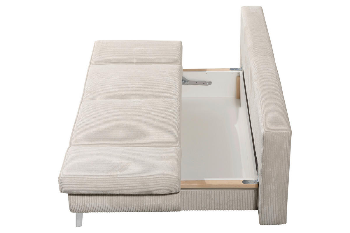SCHLAFSOFA Cord Naturfarben  - Chromfarben/Naturfarben, Design, Textil/Metall (200/85/90cm) - Xora