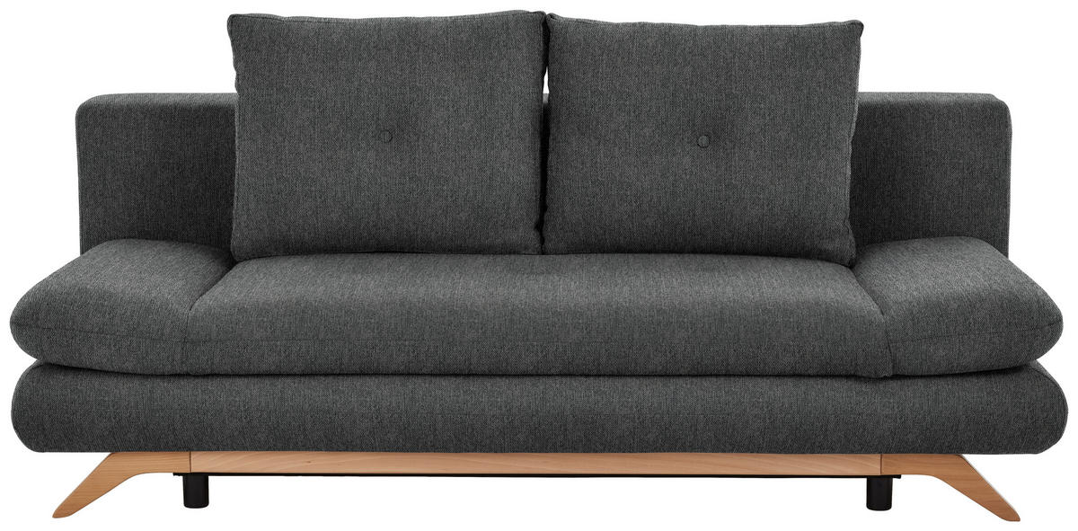 KANAPÉÁGY textil sötétbarna  - sötétbarna/bükkszínű, Konventionell, textil/fa (205/86/94cm) - Carryhome