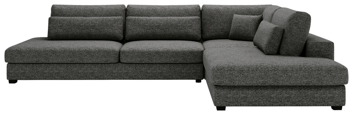 ECKSOFA in Plüsch, Bouclé Grau  - Schwarz/Grau, Design, Kunststoff/Textil (332/244cm) - Livetastic