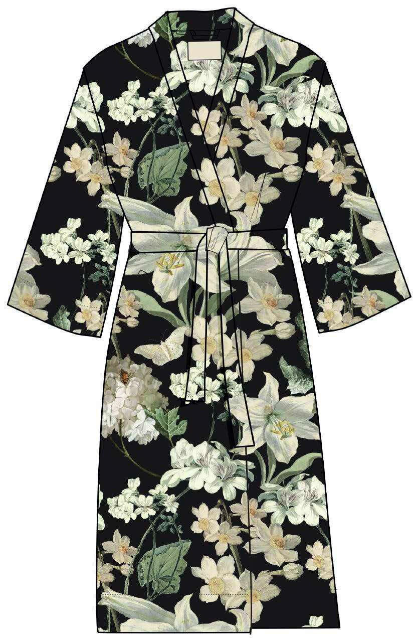 KIMONO velikost: L - čierna, Romantik / Landhaus, textil (Lnull) - Essenza