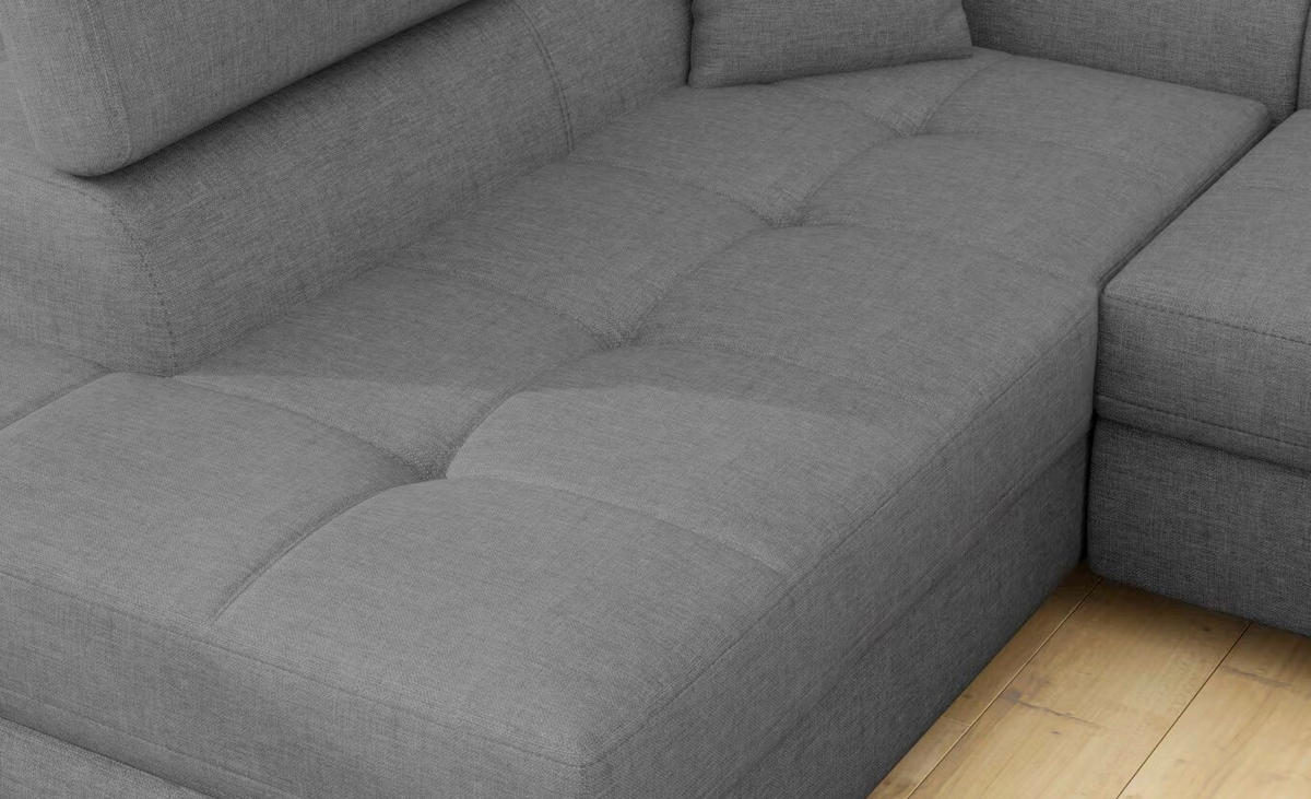 ECKSOFA Grau Textilgeflecht  - Chromfarben/Grau, Design, Textil/Metall (203/272cm) - MID.YOU