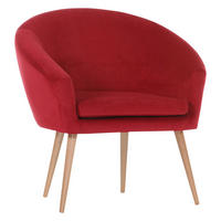 SESSEL Flachgewebe Rot  - Rot/Naturfarben, Design, Holz/Textil (73/73/66cm) - Livetastic