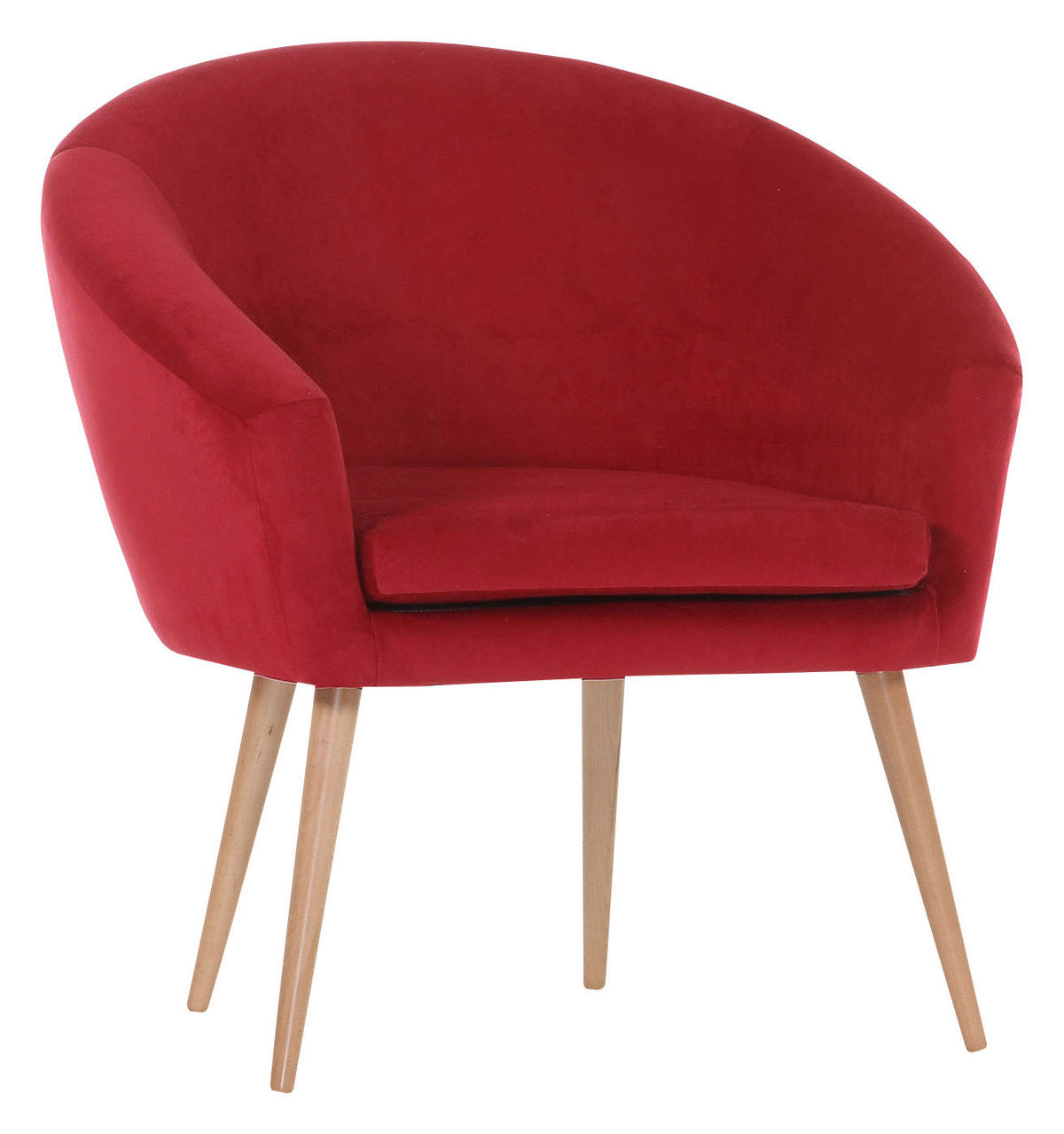 SESSEL Flachgewebe Rot  - Rot/Naturfarben, Design, Holz/Textil (73/73/66cm) - Livetastic