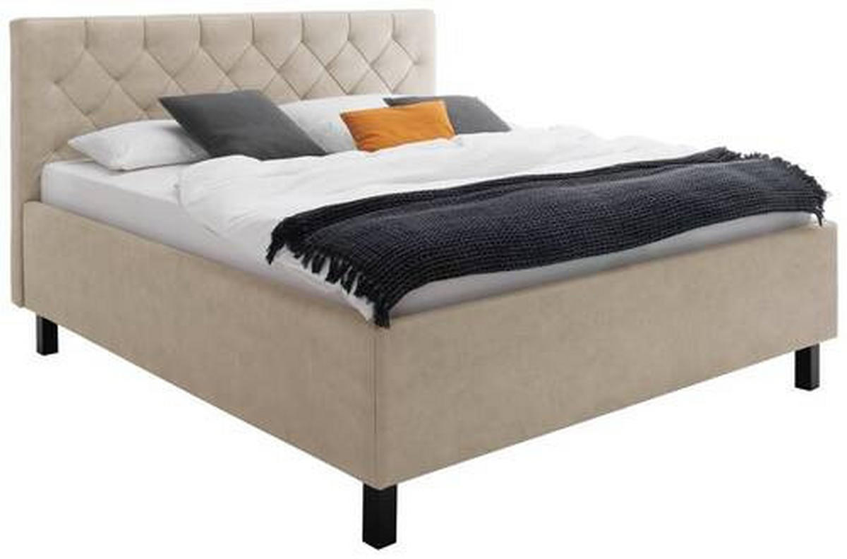 POLSTERBETT 160/200 cm  in Beige  - Beige/Schwarz, Modern, Holz/Holzwerkstoff (160/200cm) - Xora