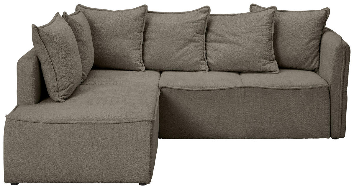 ECKSOFA Chenille Taupe  - Taupe/Schwarz, Konventionell, Kunststoff/Textil (193/233cm) - Carryhome