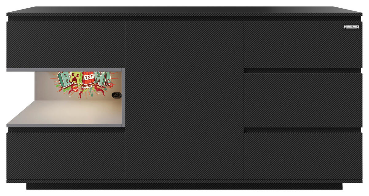SIDEBOARD  in 160/80/40 cm  - Schwarz, MODERN, Holzwerkstoff (160/80/40cm) - Minecraft