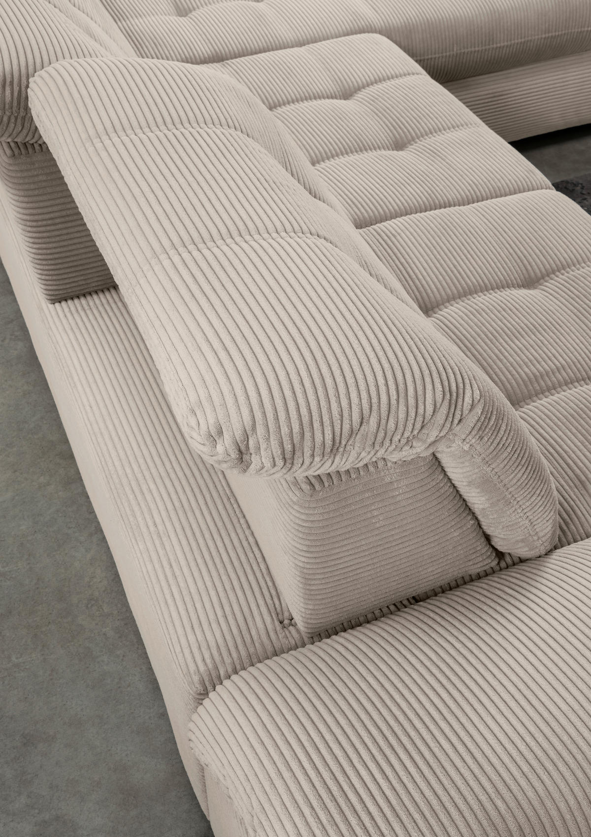ECKSOFA Beige Cord  - Beige/Schwarz, MODERN, Textil/Metall (314/184cm) - Livetastic