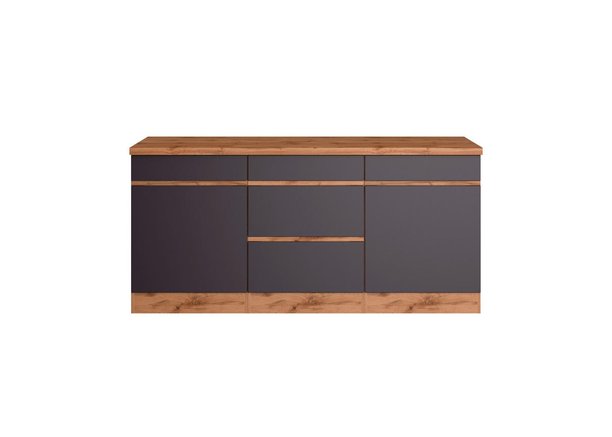 KÜCHENUNTERSCHRANK 180/86/60 cm  in Grau, Eiche Wotan  - Eiche Wotan/Grau, Design, Holzwerkstoff (180/86/60cm) - Held