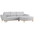 ECKSOFA in Webstoff Silberfarben  - Eichefarben/Silberfarben, Design, Holz/Textil (282/175cm) - Carryhome