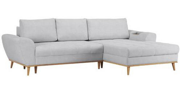 ECKSOFA in Webstoff Silberfarben  - Eichefarben/Silberfarben, Design, Holz/Textil (282/175cm) - Carryhome