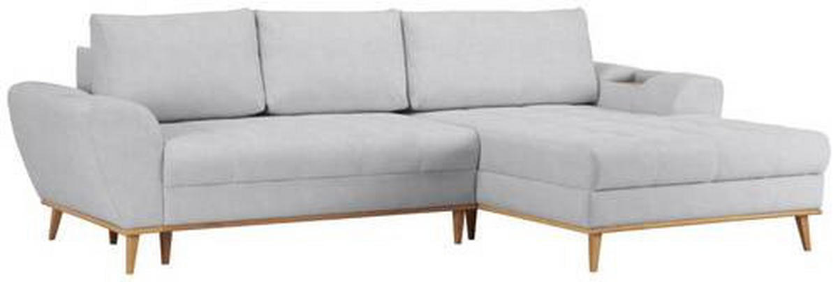 ECKSOFA in Webstoff Silberfarben  - Eichefarben/Silberfarben, Design, Holz/Textil (282/175cm) - Carryhome