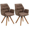 ARMLEHNSTUHL-SET 2 Stück  in Mikrofaser  - Eichefarben/Graubraun, Design, Holz/Textil (60/90/64cm) - Valdera