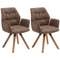 ARMLEHNSTUHL-SET 2 Stück  in Mikrofaser  - Eichefarben/Graubraun, Design, Holz/Textil (60/90/64cm) - Valdera