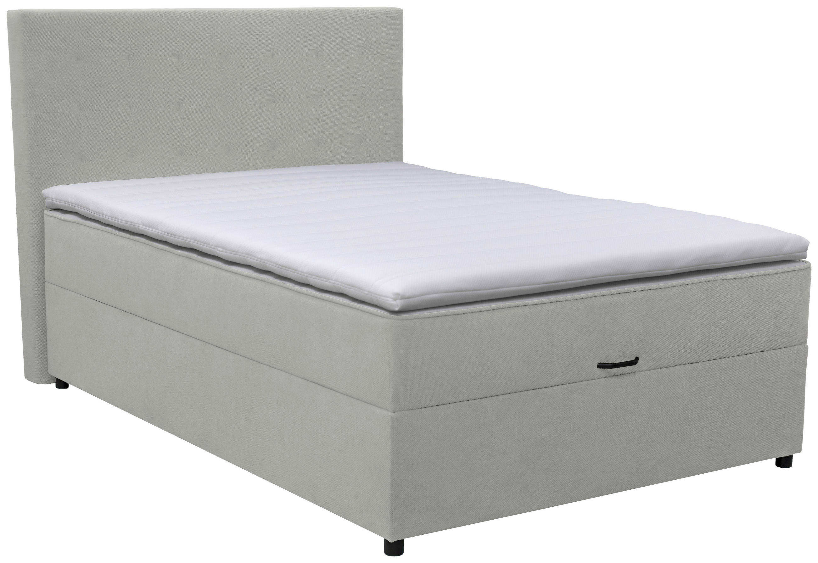BOXBETT 100/200 cm  in Hellgrau  - Hellgrau/Schwarz, KONVENTIONELL, Kunststoff/Textil (100/200cm) - Moderano