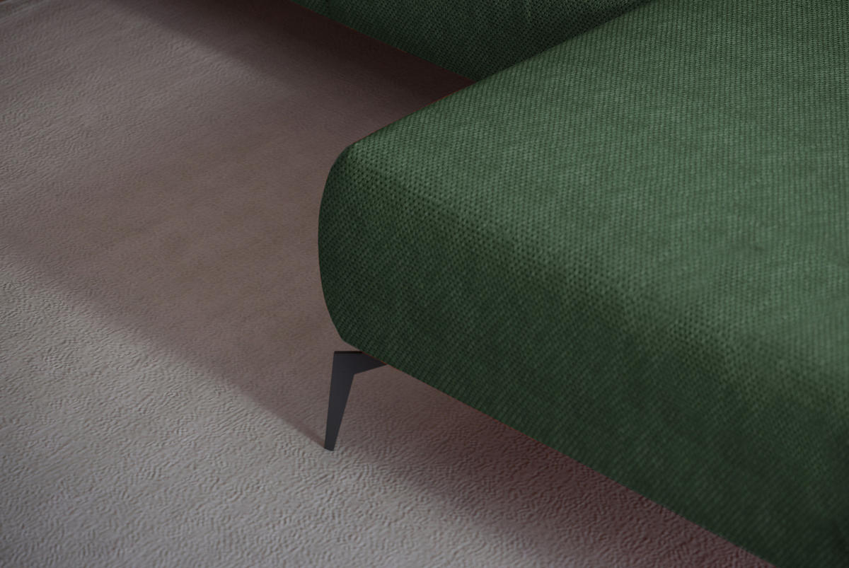 ECKSOFA in Webstoff Grün  - Schwarz/Grün, Design, Textil/Metall (272/170cm) - Welnova