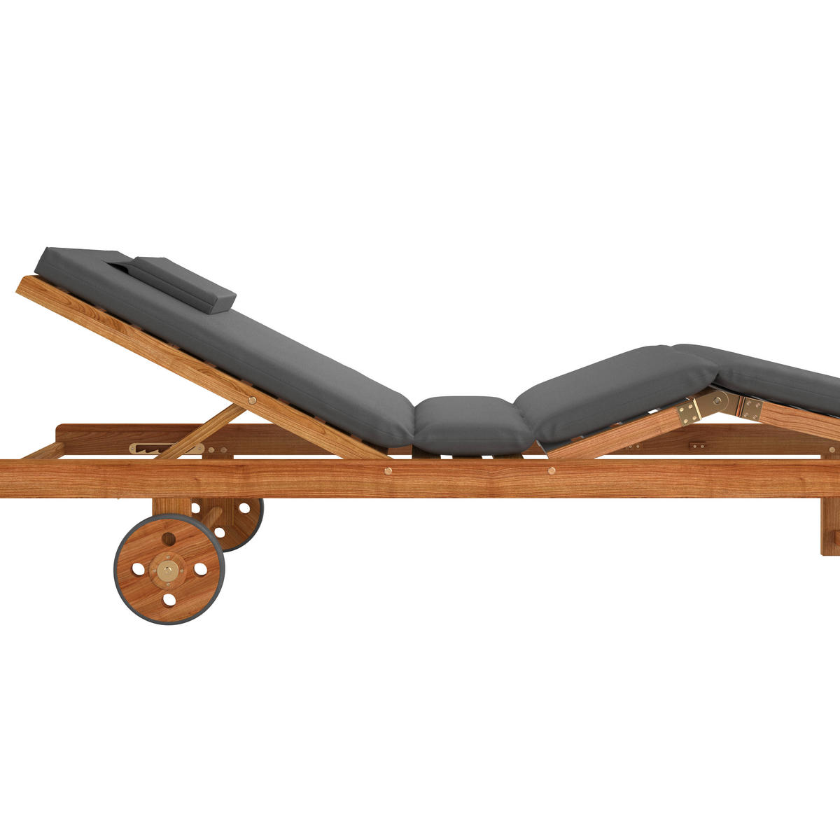 SONNENLIEGE 201/65/74 cm Akazie  - Anthrazit/Teakfarben, MODERN, Holz/Textil (201/65/74cm) - Ambia Garden