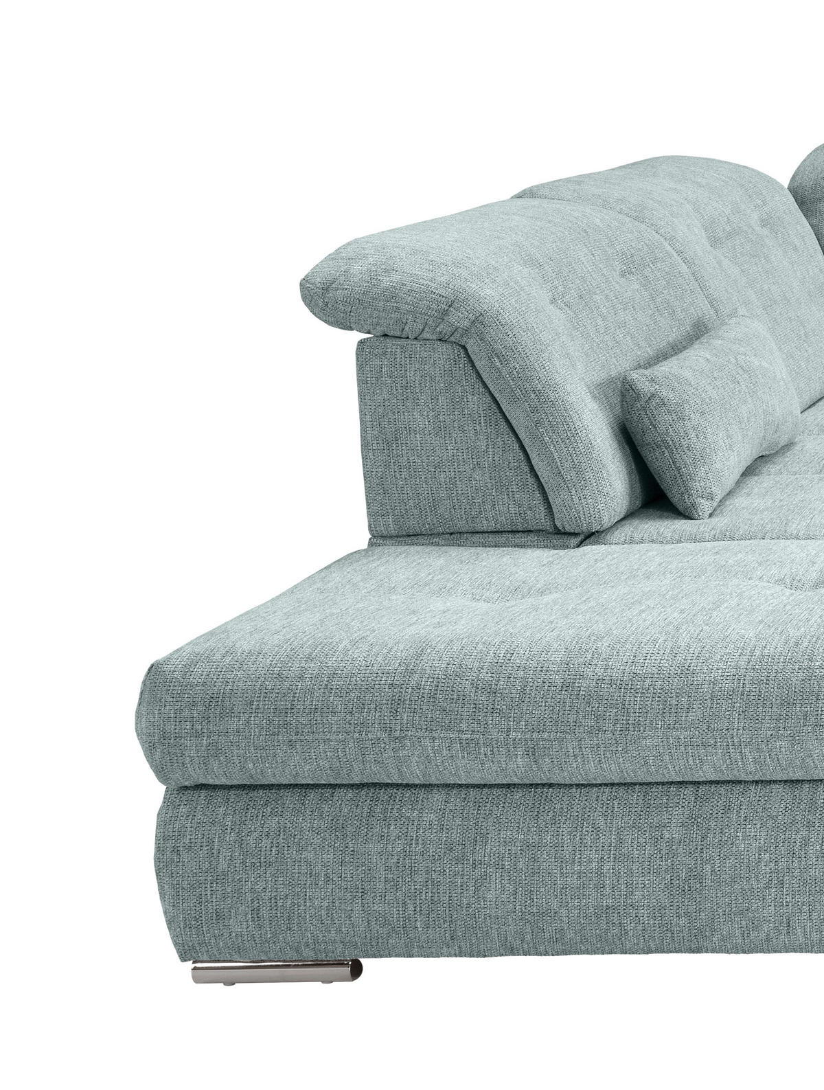 WOHNLANDSCHAFT Blau Chenille  - Chromfarben/Blau, Design, Textil/Metall (254/376/195cm) - Livetastic