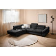 ECKSOFA in Webstoff Schwarz  - Schwarz, Design, Textil/Metall (235/280cm) - Hom`in