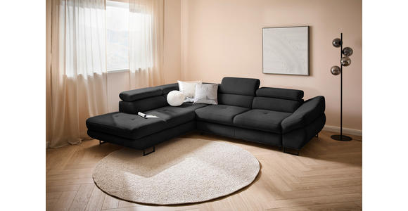 ECKSOFA in Webstoff Schwarz  - Schwarz, Design, Textil/Metall (235/280cm) - Hom`in