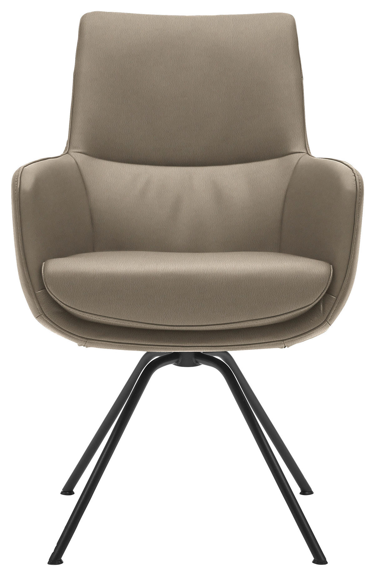 ARMLEHNSTUHL  in Stahl  - Schlammfarben/Schwarz, Design, Leder/Metall (60/90/61cm) - Dieter Knoll