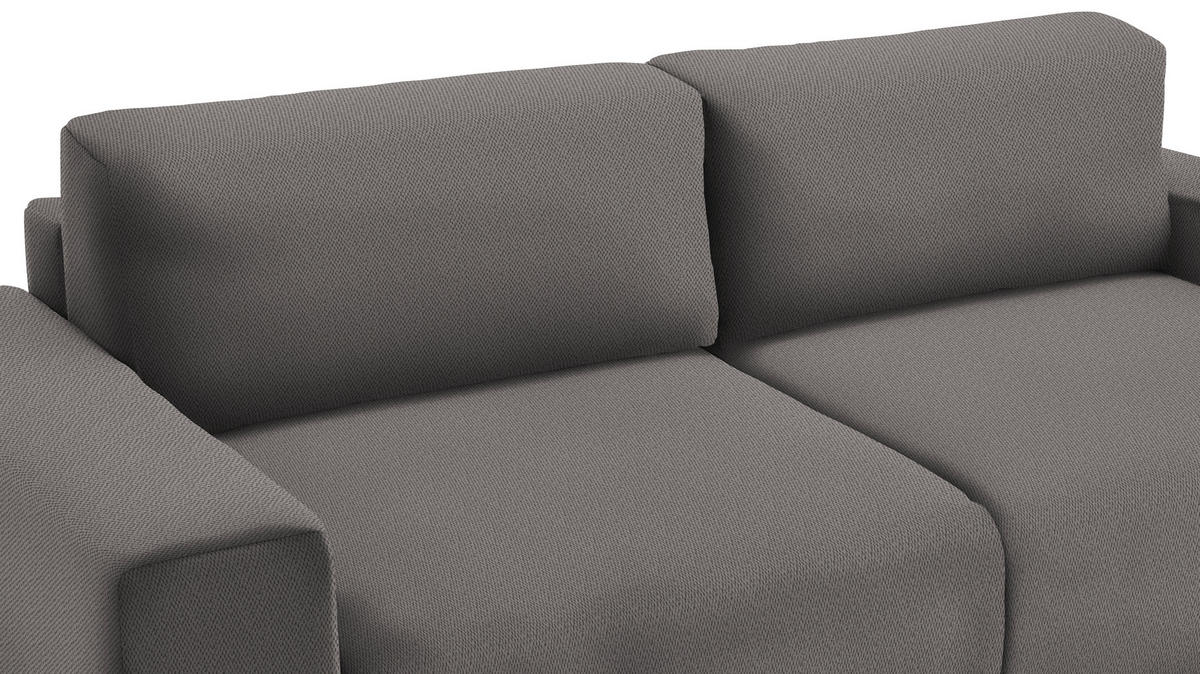 SCHLAFSOFA in Flachgewebe Grau  - Buchefarben/Schwarz, Konventionell, Holz/Kunststoff (255/86/123cm) - Livetastic