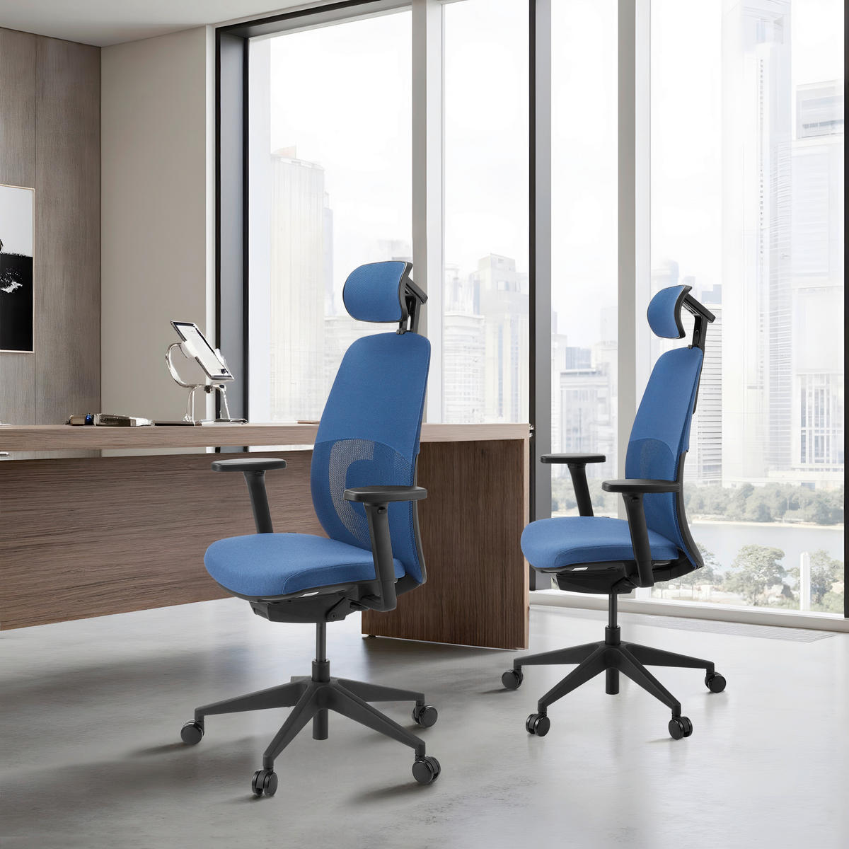 DREHSTUHL Flachgewebe Blau  - Blau/Schwarz, MODERN, Kunststoff/Textil (71/131/66cm) - MID.YOU