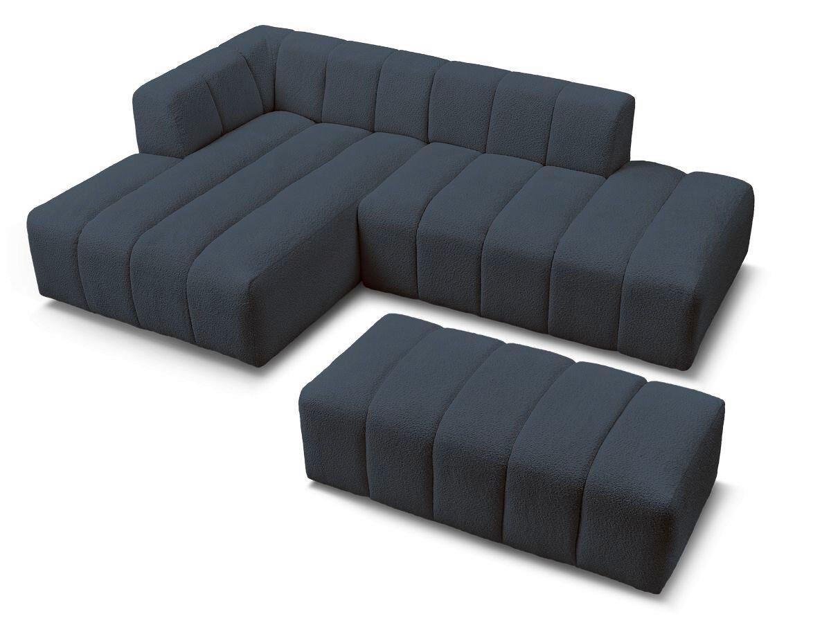 ECKSOFA  ANNECY Dunkelblau Bouclé  - Schwarz/Dunkelblau, MODERN, Kunststoff/Textil (170/262cm)