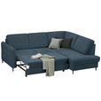 ECKSOFA in Chenille Blau  - Blau/Schwarz, MODERN, Holz/Textil (241/184cm) - Carryhome