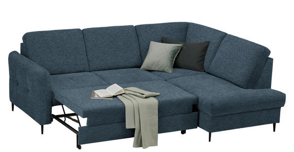 ECKSOFA in Chenille Blau  - Blau/Schwarz, MODERN, Holz/Textil (241/184cm) - Carryhome