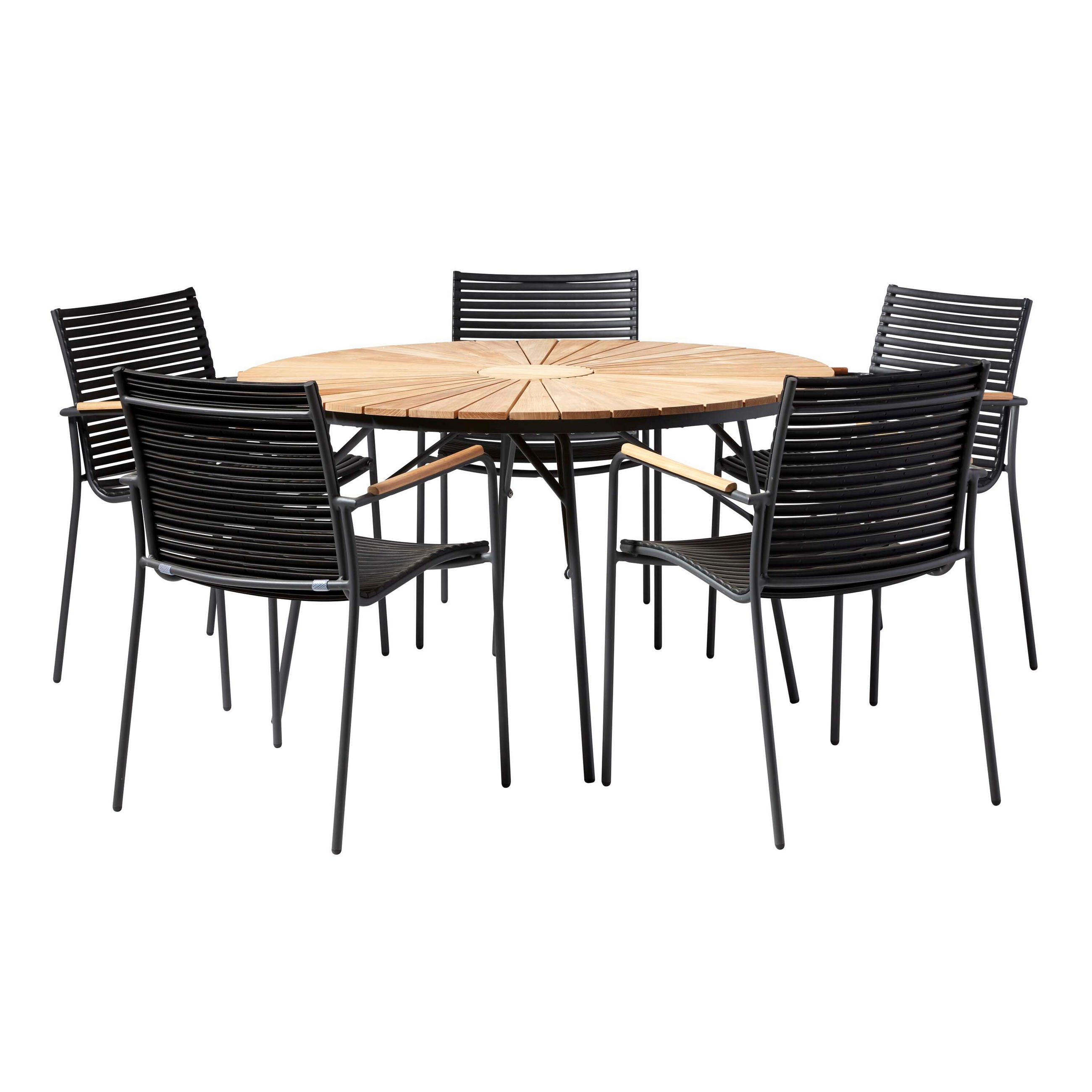 GARTENTISCHGRUPPE Teakholz vollmassiv Aluminium  - Anthrazit/Schwarz, Natur, Holz/Kunststoff (180/180/74cm) - Gardenson