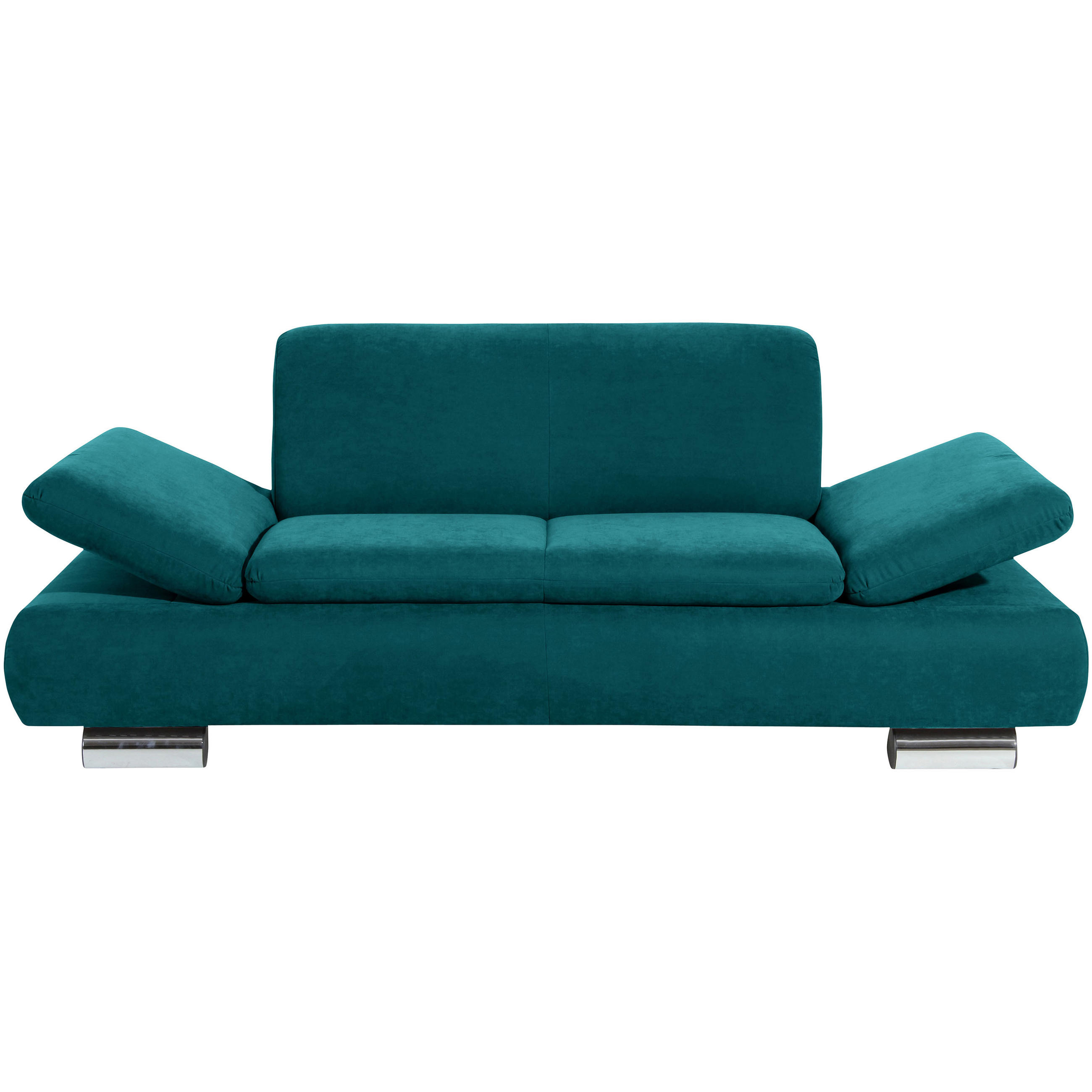ZWEISITZER-SOFA Velours Petrol - Petrol, Design, Textil/Metall (190/76/90cm) - Max Winzer