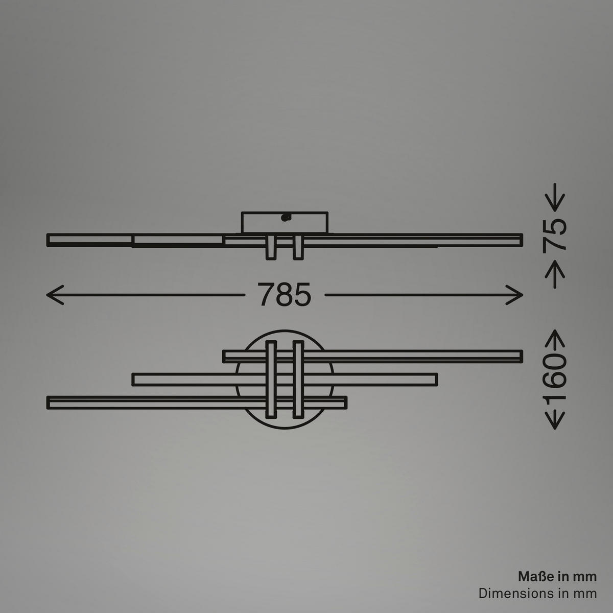 LED-DECKENLEUCHTE 78.5/7.5/16 cm   - Eichefarben/Schwarz, Natur, Kunststoff/Metall (78.5/7.5/16cm)