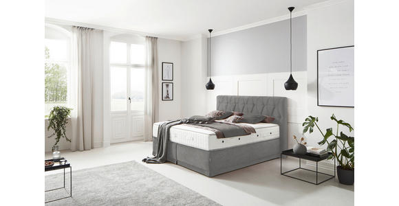 BOXSPRINGBETT 180/200 cm  in Grau  - Grau, KONVENTIONELL, Textil (180/200cm) - Ambiente