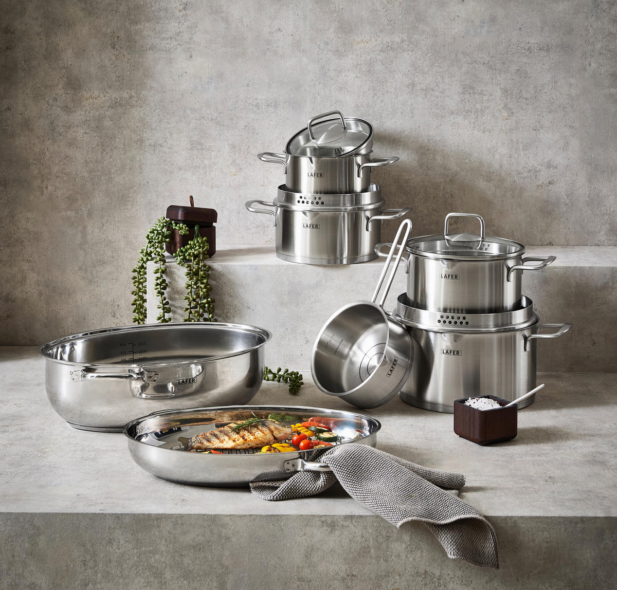 KOCHTOPFSET Lafer 5-teilig  - Basics, Metall - Johann Lafer