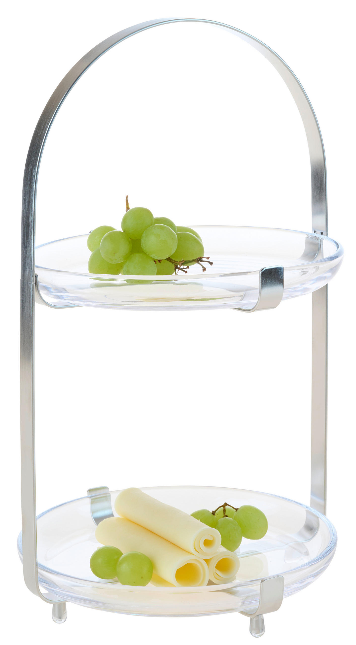 ETAGERE 2-stöckig - Edelstahlfarben/Transparent, Design, Glas/Metall (33,00/5,50/19,50cm) - Leonardo