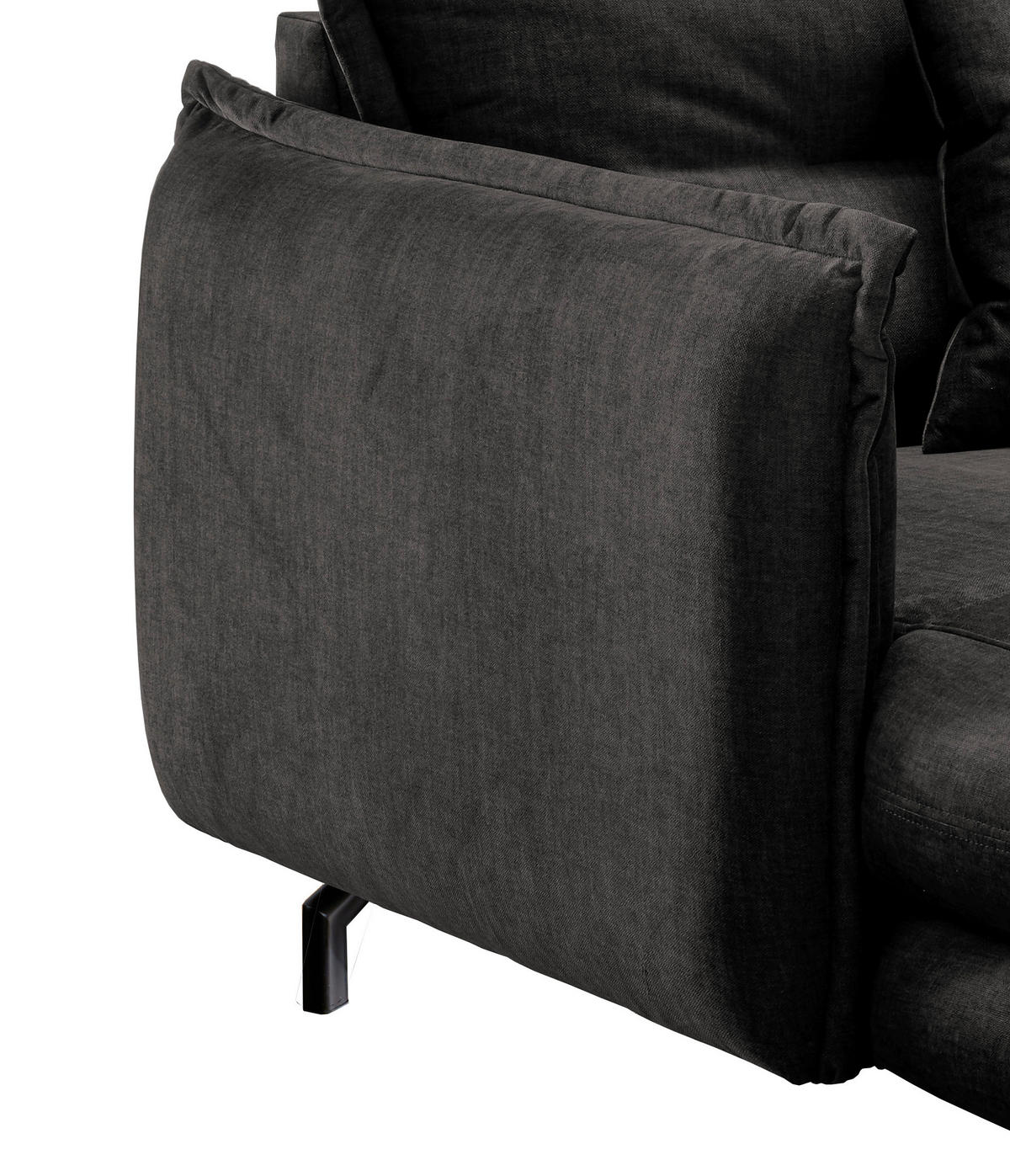 XXL-SESSEL in Velours Anthrazit  - Anthrazit/Schwarz, Modern, Textil/Metall (111/101/167cm) - Livetastic